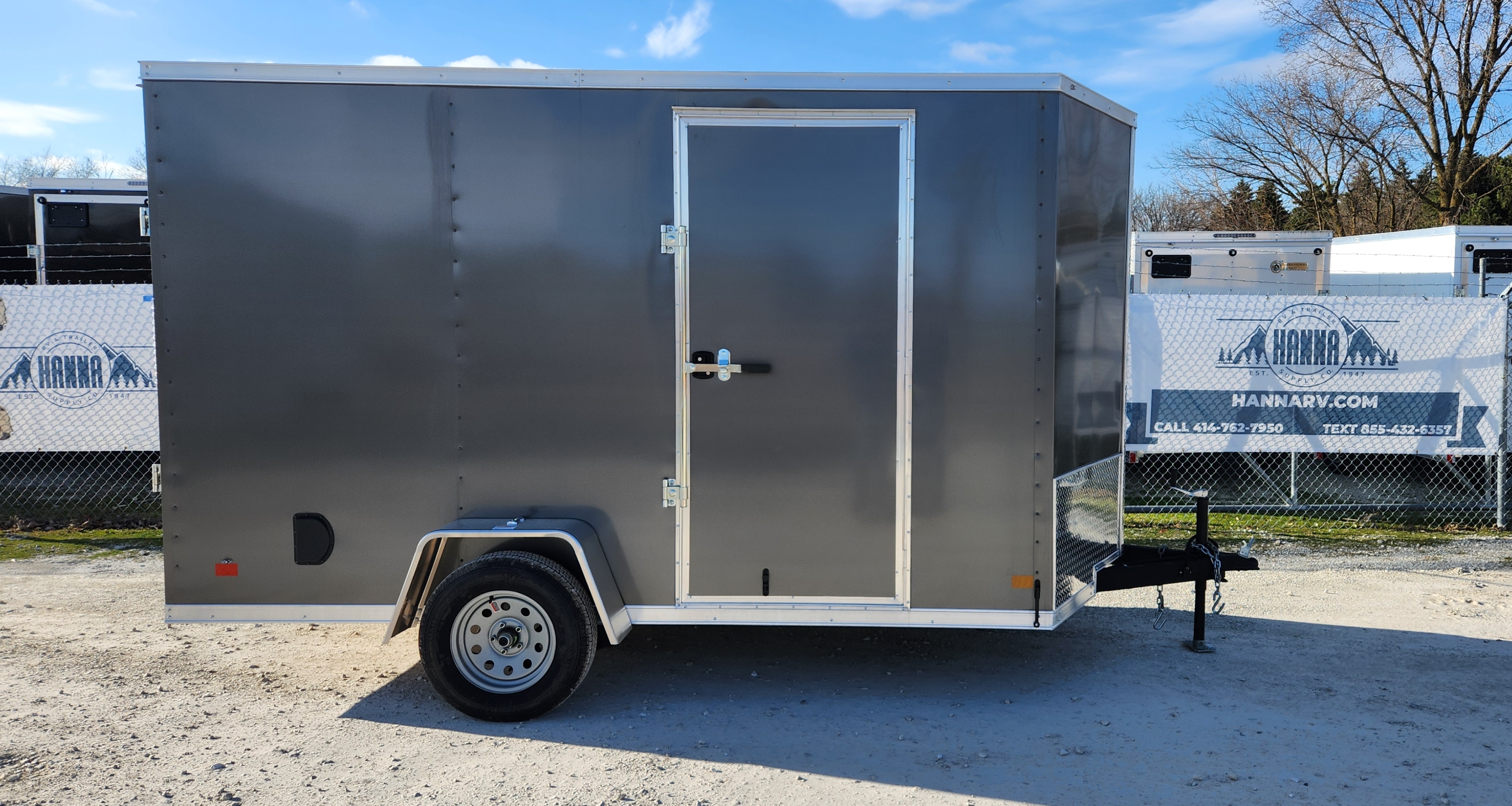 DarkHorse 6.5X12 Wedge Nose Single Axle Steel Cargo Trailer with Ramp Door, 12" Extra Height - 2500 Series - Charcoal